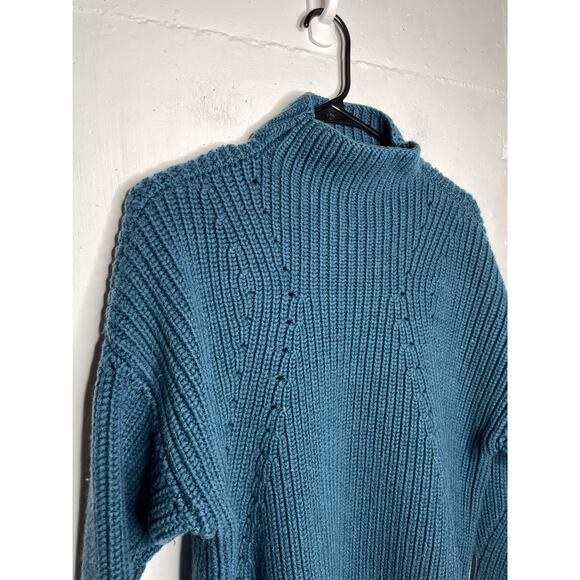 GREY by Jason Wu 100% Wool THICK Teal Blue Sweater Size Small Chunky Kint - Picture 2 of 6